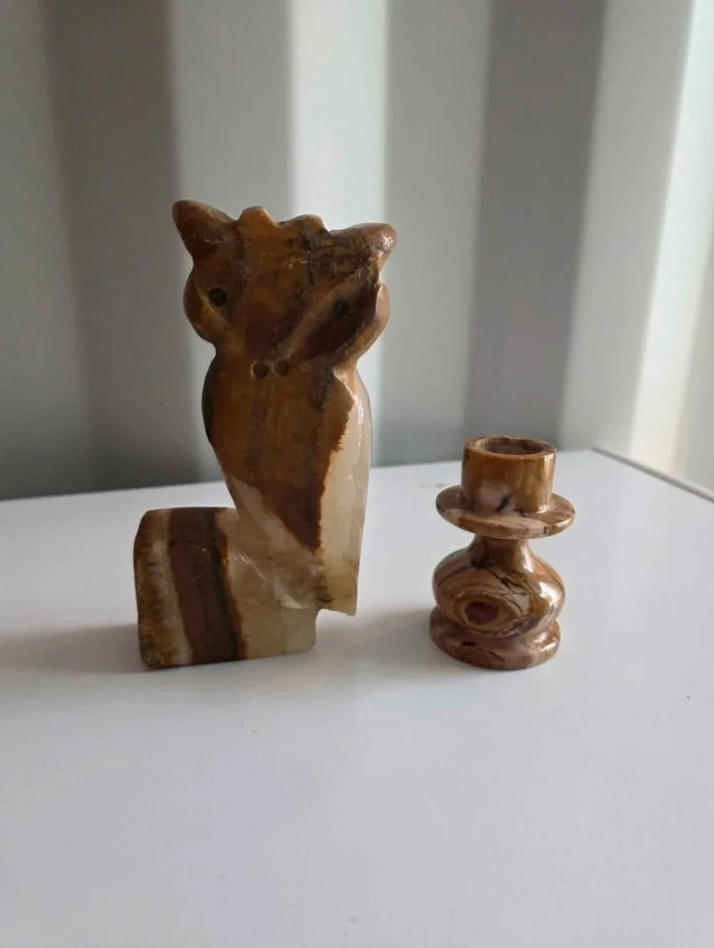 Vintage Onyx Owl, Candle Holder